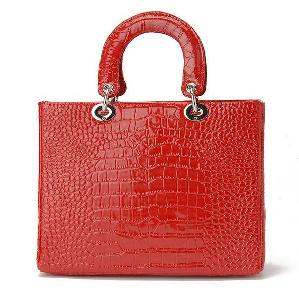 replica jumbo lady dior crocodile leather bag 6322 red